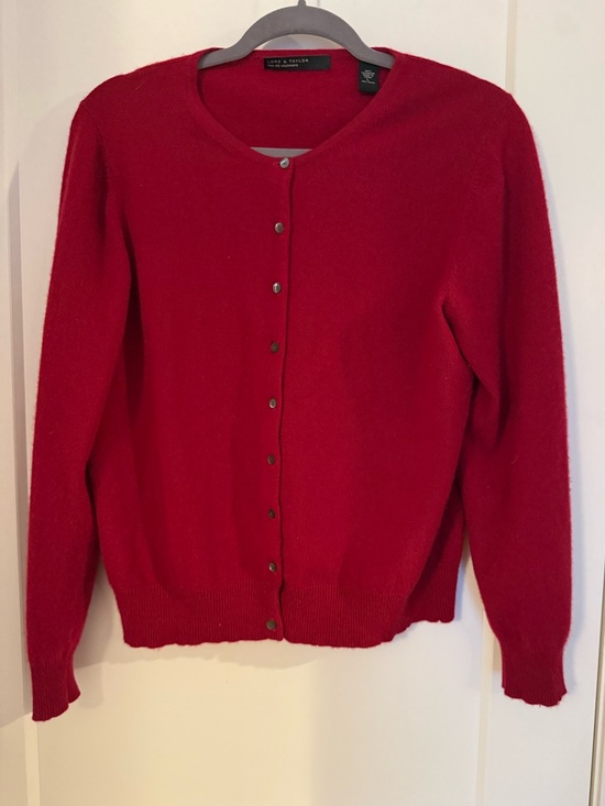 Lord & Taylor Sweaters - Lord & Taylor 100% Cashmere Red Cardigan Sweater Size L